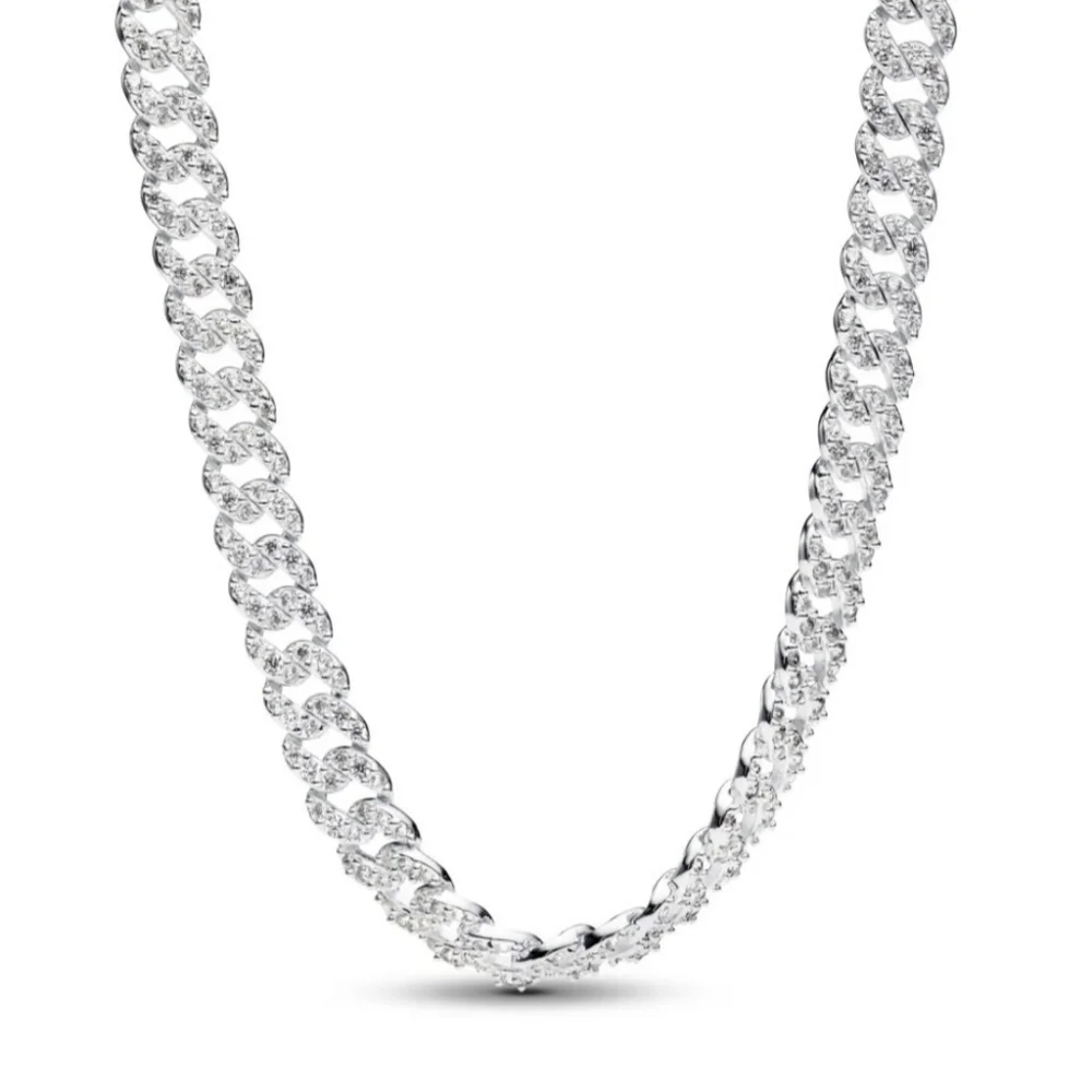 PANDORA ALE TIMELESS PAVE CUBAN CHAIN NECKLACE, STERLING SILVER! NEW! - Picture 3 of 10